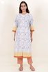Cotton Kurta Pant And Dupatta Set In Block Print